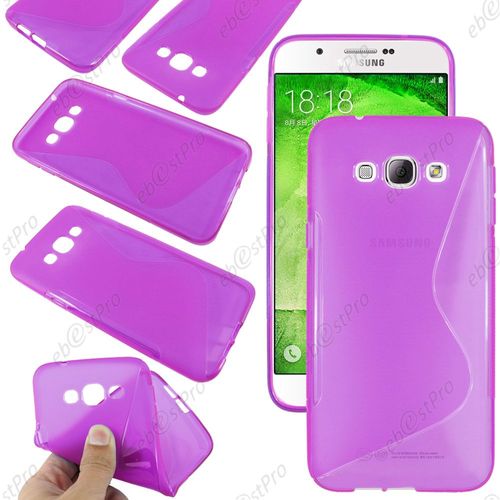 Ebeststar ® Housse Etui Coque Silicone Gel Motif S-Line Protection Souple Pour Samsung Galaxy A8 Sm-A800f, Couleur Violet + Film Protection D'écran