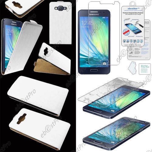 Ebeststar ® Etui Pu Cuir Rabattable Housse Coque Ultra Slim Pour Samsung Galaxy A5 Sm-A500f, Couleur Blanc + 1 Film Verre Trempé