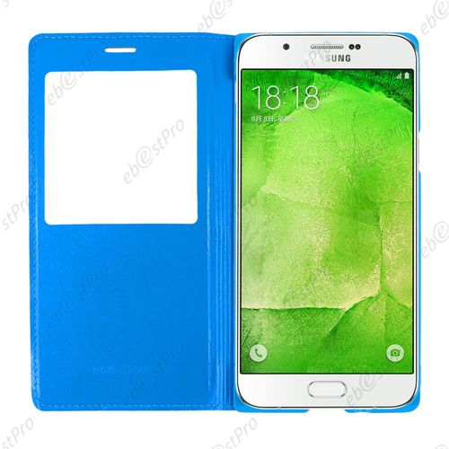 Ebeststar ® Pour Samsung Galaxy A8 Sm-A800f Housse Pochette Protection Coque Cover L-View Portefeuille Livre, Couleur Bleu + Film Protection D'écran