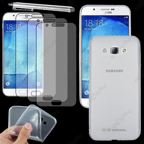 Ebeststar ® Housse Etui Coque Silicone Gel Tpu Souple Ultra Fine 0,5mm Pour Samsung Galaxy A8 Sm-A800f, Couleur Transparent + Stylet 3 Film