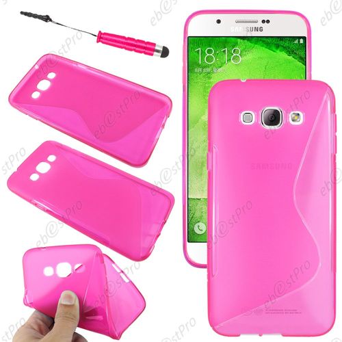 Ebeststar ® Housse Etui Coque Silicone Gel Motif S-Line Protection Souple Pour Samsung Galaxy A8 Sm-A800f, Couleur Rose + Mini Stylet + Film Protection D'écran