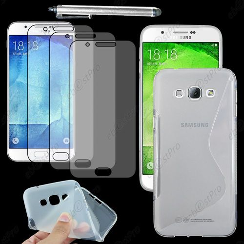 Ebeststar ® Housse Etui Coque Silicone Gel Motif S-Line Protection Souple Pour Samsung Galaxy A8 Sm-A800f, Couleur Transparent + Stylet 3 Film