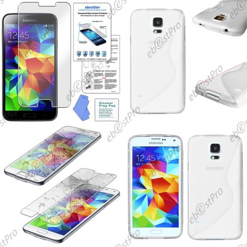 Ebeststar ® Etui Housse Coque S-Line Silicone Protection En Gel Pour Samsung Galaxy S5 Sm-G900f, G900, G900h, Couleur Transparent + 1 Film Verre Trempé