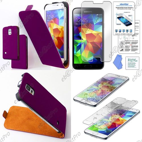 Ebeststar ® Housse Coque Etui En Pu Cuir À Rabat Ultra Fine (Slim Case) Pour Samsung Galaxy S5 Sm-G900f, G900, G900h, Couleur Violet + Film Verre Trempé