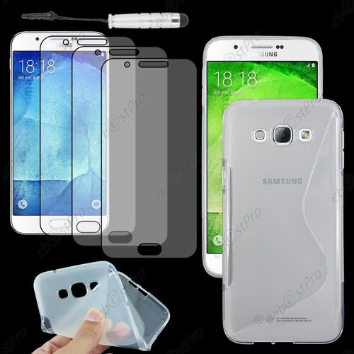 Ebeststar ® Housse Etui Coque Silicone Gel Motif S-Line Protection Souple Pour Samsung Galaxy A8 Sm-A800f, Couleur Transparent + Mini Stylet 3 Film