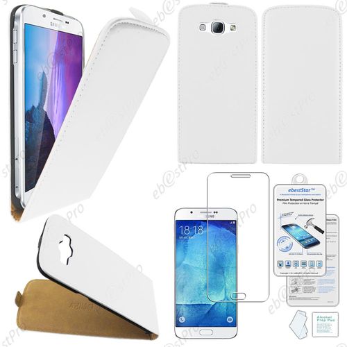 Ebeststar ® Etui Pu Cuir Rabattable Housse Coque Ultra Slim Pour Samsung Galaxy A8 Sm-A800f, Couleur Blanc + 1 Film Verre Trempé