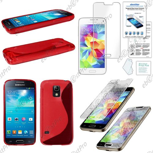 Ebeststar ® Etui Housse Coque S-Line Silicone Protection En Gel Pour Samsung Galaxy S5 Mini Sm-G800 G800f G800h, Couleur Rouge + 1 Film Verre Trempé