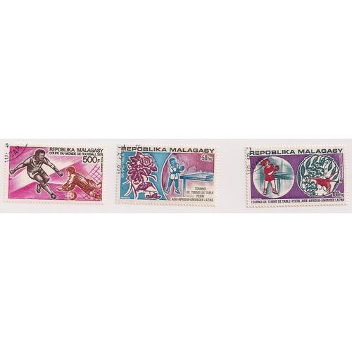 Madagascar- Lot De 3 Timbres Oblitérés- Sports