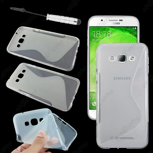 Ebeststar ® Housse Etui Coque Silicone Gel Motif S-Line Protection Souple Pour Samsung Galaxy A8 Sm-A800f, Couleur Transparent + Mini Stylet + Film Protection D'écran