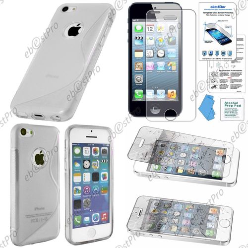 Ebeststar ® Etui Housse Coque S-Line Silicone Protection En Gel Pour Apple Iphone 5s, 5, Couleur Transparent + 1 Film Verre Trempé