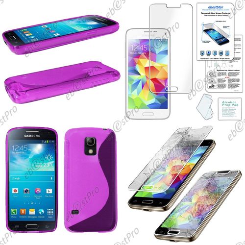 Ebeststar ® Etui Housse Coque S-Line Silicone Protection En Gel Pour Samsung Galaxy S5 Mini Sm-G800 G800f G800h, Couleur Violet + 1 Film Verre Trempé