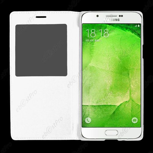 Ebeststar ® Pour Samsung Galaxy A8 Sm-A800f Housse Pochette Protection Coque Cover L-View Portefeuille Livre, Couleur Blanc + Film Protection D'écran