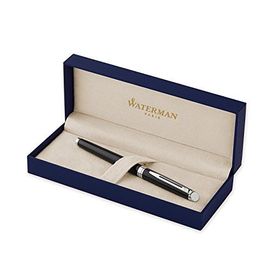 Waterman Hémisphère Stylo Roller Pointe Fine Laque Noir Attributs Chromés