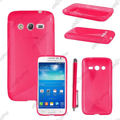 Ebeststar ® Housse Etui Coque Silicone Gel Motif S-Line Protection Souple Pour Samsung Galaxy Core 4g Sm-G386f, Couleur Rose + Stylet + Film Protection D'écran