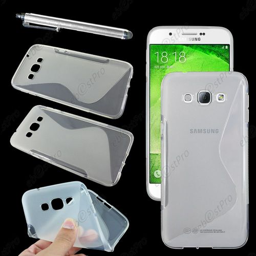 Ebeststar ® Housse Etui Coque Silicone Gel Motif S-Line Protection Souple Pour Samsung Galaxy A8 Sm-A800f, Couleur Transparent + Stylet + Film Protection D'écran