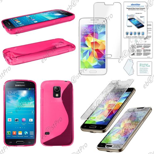 Ebeststar ® Housse Etui Coque Silicone Gel Motif S-Line Protection Souple Pour Samsung Galaxy S5 Mini Sm-G800 G800f G800h, Couleur Rose + Film Verre Trempé