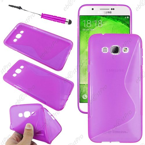 Ebeststar ® Housse Etui Coque Silicone Gel Motif S-Line Protection Souple Pour Samsung Galaxy A8 Sm-A800f, Couleur Violet + Mini Stylet + Film Protection D'écran