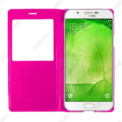Ebeststar ® Pour Samsung Galaxy A8 Sm-A800f Housse Pochette Protection Coque Cover L-View Portefeuille Livre, Couleur Rose + Film Protection D'écran