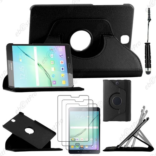 Ebeststar ® Housse Coque Etui Pu Cuir Rotatif Avec Support À Rotation 360° Pour Samsung Galaxy Tab S2 9.7 Sm-T810, Sm-T815, Couleur Noir + Mini Stylet 3 Film