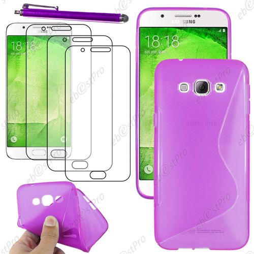 Ebeststar ® Housse Etui Coque Silicone Gel Motif S-Line Protection Souple Pour Samsung Galaxy A8 Sm-A800f, Couleur Violet + Stylet 3 Film