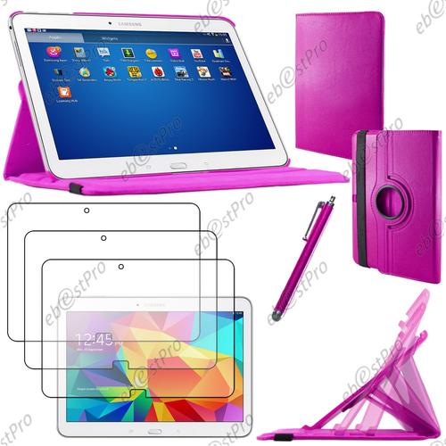 Ebeststar ® Housse Coque Etui Pu Cuir Rotatif Avec Support À Rotation 360° Pour Samsung Galaxy Tab 4 10.1 Sm-T530, T531 T535, Couleur Violet + Stylet 3 Film