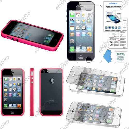 Ebeststar ® Bumper Contour De Protection Etui Housse Coque Pour Apple Iphone 5s, 5, Couleur Rose + 1 Film Verre Trempé