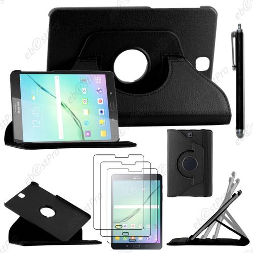 Ebeststar ® Housse Coque Etui Pu Cuir Rotatif Avec Support À Rotation 360° Pour Samsung Galaxy Tab S2 9.7 Sm-T810, Sm-T815, Couleur Noir + Stylet 3 Film