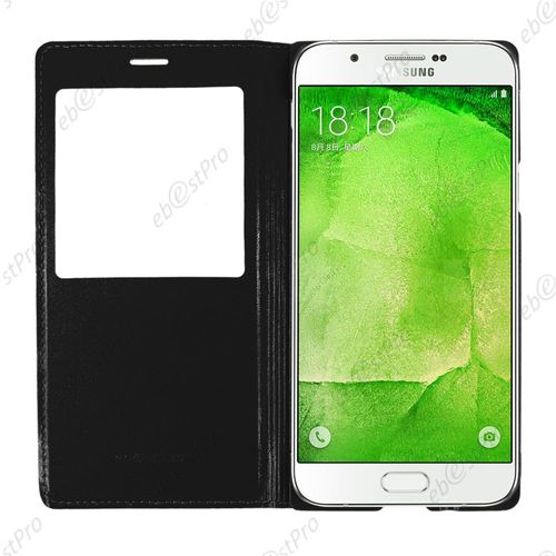 Ebeststar ® Pour Samsung Galaxy A8 Sm-A800f Housse Pochette Protection Coque Cover L-View Portefeuille Livre, Couleur Noir + Film Protection D'écran