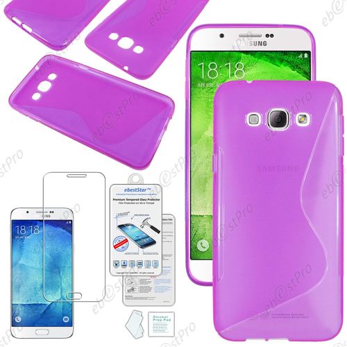 Ebeststar ® Etui Housse Coque S-Line Silicone Protection En Gel Pour Samsung Galaxy A8 Sm-A800f, Couleur Violet + 1 Film Verre Trempé