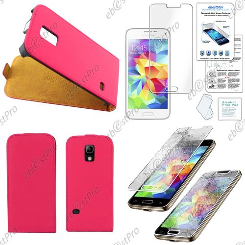 Ebeststar ® Housse Coque Etui En Pu Cuir À Rabat Ultra Fine (Slim Case) Pour Samsung Galaxy S5 Mini Sm-G800 G800f G800h, Couleur Rose + Film Verre Trempé