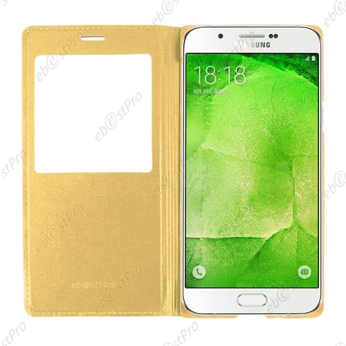 Ebeststar ® Pour Samsung Galaxy A8 Sm-A800f Housse Pochette Protection Coque Cover L-View Portefeuille Livre, Couleur Jaune + Film Protection D'écran
