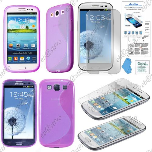 Ebeststar ® Etui Housse Coque S-Line Silicone Protection En Gel Pour Samsung Galaxy S3 I9300 I9305, Couleur Violet + 1 Film Verre Trempé