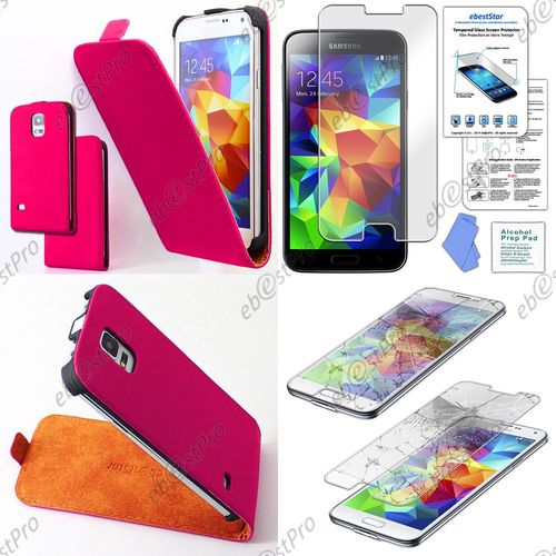 Ebeststar ® Housse Coque Etui En Pu Cuir À Rabat Ultra Fine (Slim Case) Pour Samsung Galaxy S5 Sm-G900f, G900, G900h, Couleur Rose + Film Verre Trempé