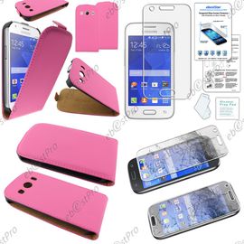 Ebeststar ® Housse Coque Etui En Pu Cuir À Rabat Ultra Fine (Slim Case) Pour Samsung Galaxy Ace 4 Sm-G357fz, Couleur Rose + Film Verre Trempé