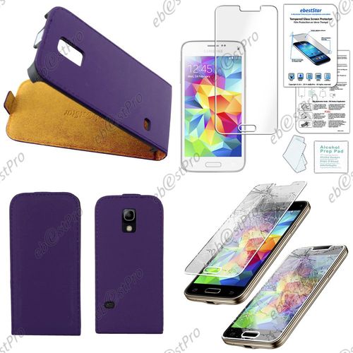 Ebeststar ® Etui Pu Cuir Rabattable Housse Coque Ultra Slim Pour Samsung Galaxy S5 Mini Sm-G800 G800f G800h, Couleur Violet + 1 Film Verre Trempé