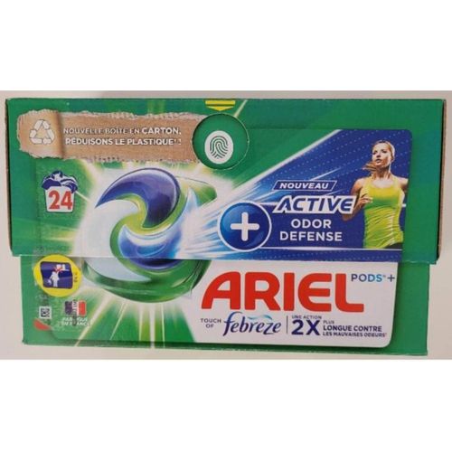 Lessive capsules Ariel+ active odor défense x24