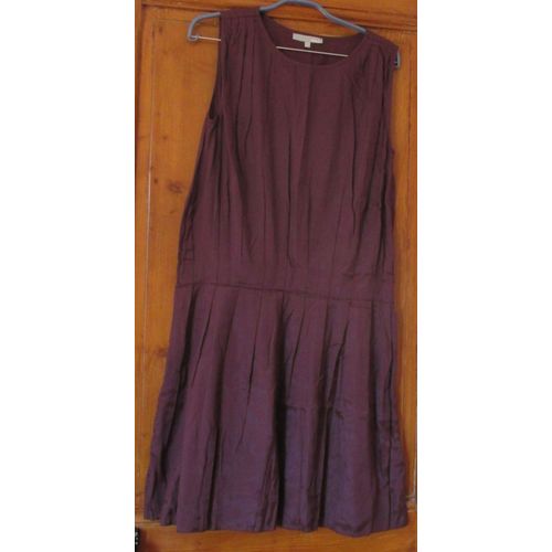 Robe Patineuse Prune/Bordeaux - Sans Manches - Évasée - Taille Piquée - Entièrement Doublée - 100% Viscose - Taille 40 Etam - Jamais Portée
