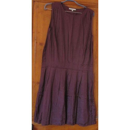 Robe Patineuse Prune/Bordeaux  - Sans Manches - Évasée - Taille Piquée - Entièrement Doublée - 100% Viscose - Taille 40 Etam - Jamais Portée