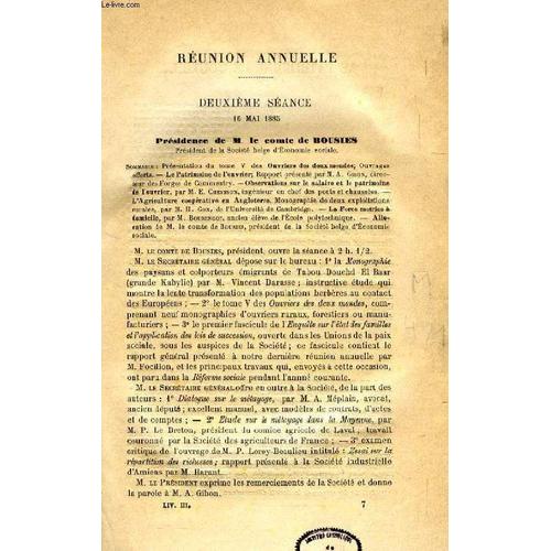 La Reforme Sociale, 1885 (Sommaire: Le Patrimoine De L'ouvrier, M. Gibon. L'agriculture Coopérative En Angleterre, Monographie De Deux Exploitations Rurales, H. Cox. La Force Motrice À ...