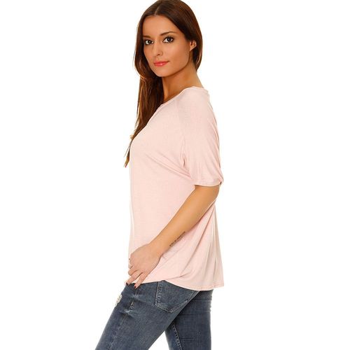 Miss Wear Line - Tshirt Rose Avec Un Revers Sur Le Devant