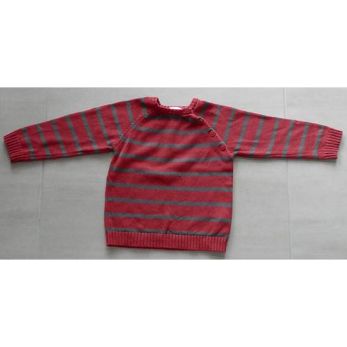 Pull À Rayures Rouge Et Gris Taille 36 Mois
