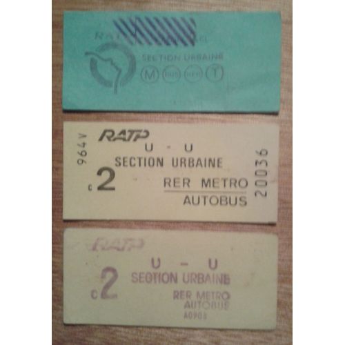 3 Tickets De Métro 2 Jaunes 2ème Classe 1 Vert
