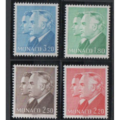Monaco 1985. Série De 4 Timbres Représentant Les Profils De Rainier Et D'albert De Monaco