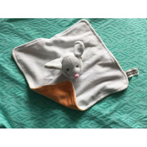 Doudou Plat Souris Influx Bleu Et Orange
