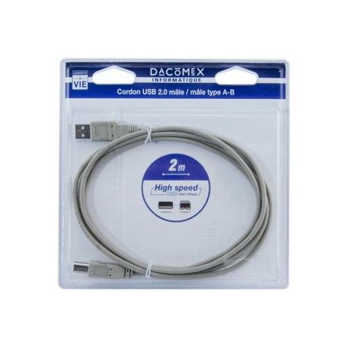 Dacomex blister cable usb 2.0 tpe a-b type -  2.00 m