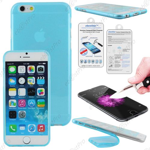 Ebeststar ® Housse Etui Coque Silicone Gel Tpu Souple Ultra Fine 0,5mm Pour Apple Iphone 6s Écran 4,7", Couleur Bleu + Film Verre Trempé