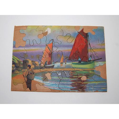 Ancien Puzzle Sur Carton Marine 1950