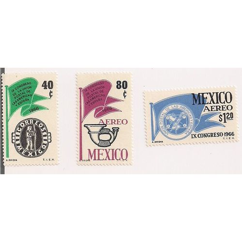 Mexique- 3 Timbres Neufs Upae- Ixème Congrès 1966