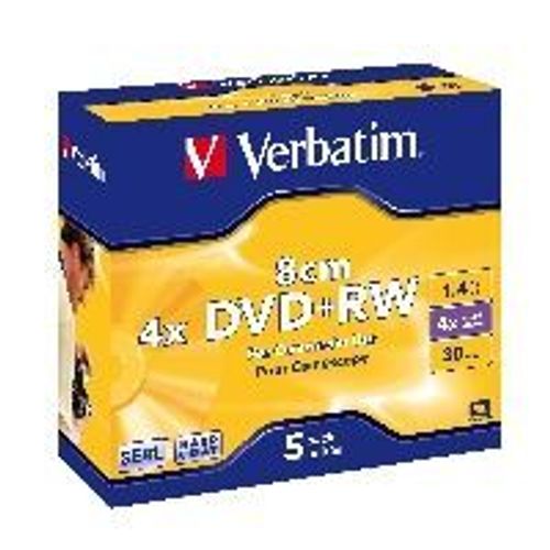 Verbatim - 5 x DVD+RW (8cm) - 1.4 Go 4x - argent mat - boîtier CD étroit