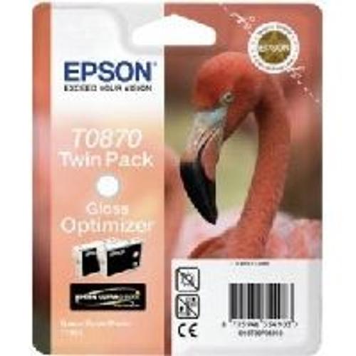 Epson T0870 - Pack de 2 - 11.4 ml - brillant - originale - blister - cartouche d'économie d'encre - pour Stylus Photo R1900